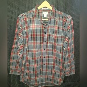 L.L. Bean Men's Multicolor Flannel Front Pocket Shirt Red/DarkGray/Green Sz:L-RG